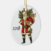 kerstman met rugzak voor kerstmis keramisch ornament (Rechts)