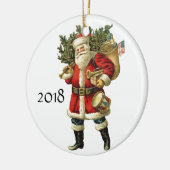kerstman met rugzak voor kerstmis keramisch ornament (Links)