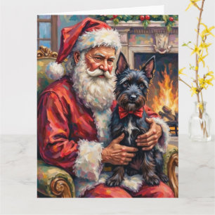 Kerstman met Schotse Terriër Kerst Kunst Kaart