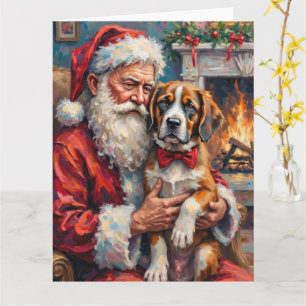 Kerstman met Sint-Bernard Kerstkunst Kaart