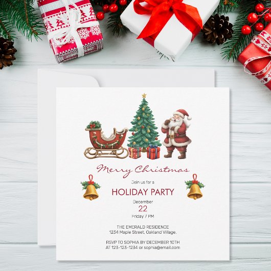 kerstman met slee & kerstfeest kaart