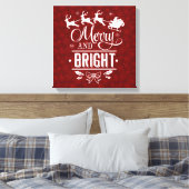 Kerstman met slee Merry And Bright script Canvas Afdruk (Insitu (Slaapkamer))