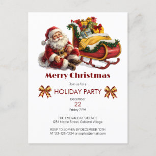 Kerstman met slee vol kerstcadeaus briefkaart