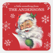 kerstman met sneeuwvlokken aangepaste kerst vierkante sticker (Voorkant)