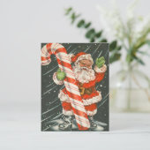  kerstman met snoepriet feestdagenkaart (Staand voorkant)