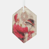  kerstman met Snowman Glas Ornament (Voorkant links)