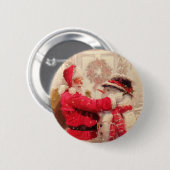 kerstman met Snowman Ronde Button 5,7 Cm (Voorkant /achterkant)