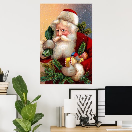 kerstman met speelgoed en draai poster (Thuiskantoor)