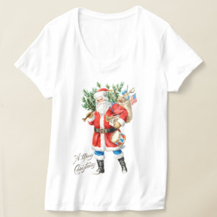 Kerstman met speelgoed en trommel t-shirt