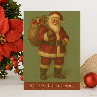 kerstman met Speelgoed zak kerst Briefkaart