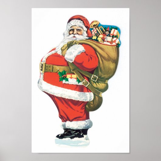  kerstman met speelgoedzak poster (Voorkant)