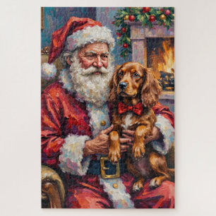 Kerstman met Sussex Spaniel Kerst Kunst Legpuzzel