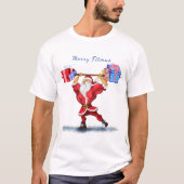 Kerstman met T-Shirt Bodybuilder kerstman met cade (Voorkant)