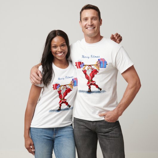 Kerstman met T-Shirt Bodybuilder kerstman met cade (Unisex)