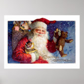 Kerstman met Teddy en Krampus in een doos Poster (Voorkant)