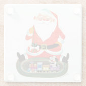 Kerstman met trein glazen onderzetter (Achterkant)