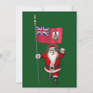Kerstman Met Vaandel Van Bermuda Feestdagenkaart