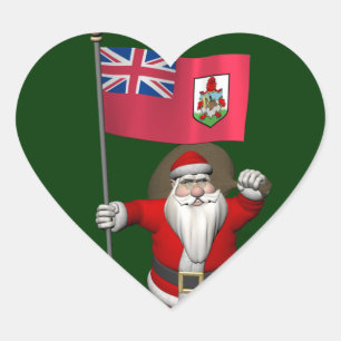 Kerstman met vaandel van Bermuda Hart Sticker
