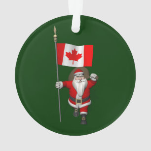 Kerstman Met Vaandel Van Canada Ornament