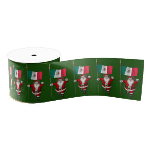 Kerstman met vaandel van Mexico Grosgrain Lint
