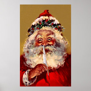 Kerstman met Veer Poster