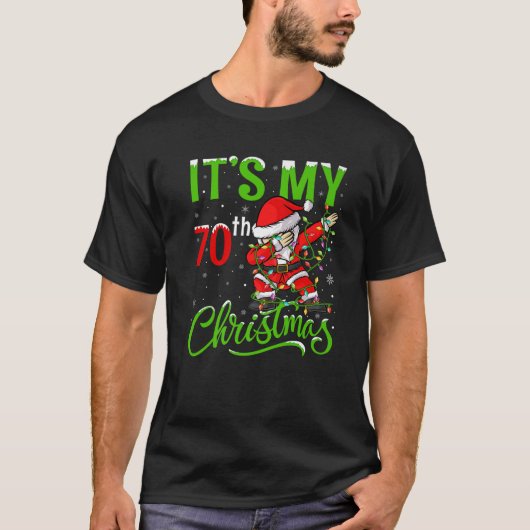 Kerstman met verlichting die kerstman verdient... t-shirt (Voorkant)