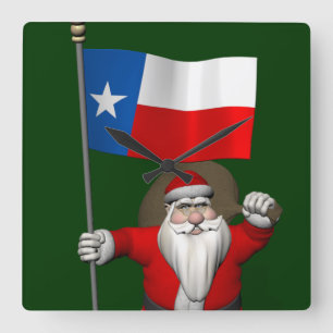 kerstman met vertrek uit Texas Vierkante Klok