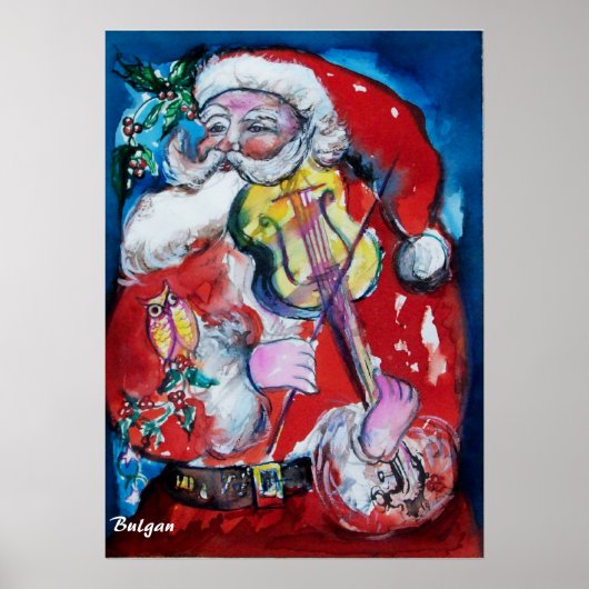 KERSTMAN MET VIOOL POSTER (Voorkant)