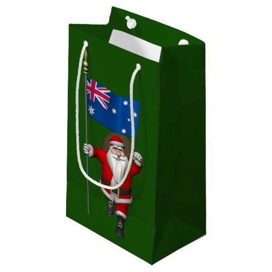 kerstman met vlag van Australië Klein Cadeauzakje (Voorkant Gekanteld)