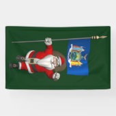 kerstman met vlag van de staat New York Spandoek (Horizontaal)