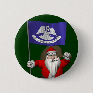 Kerstman Met Vlag Van Louisiana Ronde Button 5,7 Cm