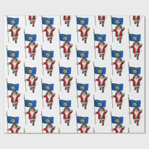 kerstman met vlag van Montana Cadeaupapier