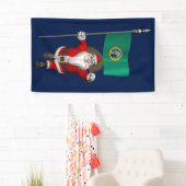 kerstman met vlag van Washington Spandoek (Insitu)