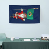 kerstman met vlag van Washington Spandoek (Beurs)
