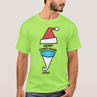 Kerstman met vrolijk Chris-Mask 2020 ontwerp T-shirt