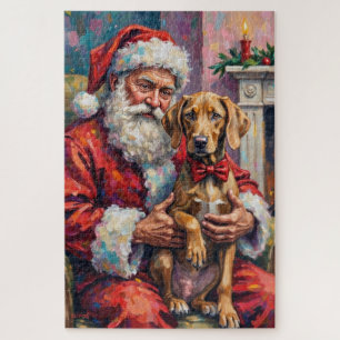Kerstman met Weimaraner Kerstkunst Legpuzzel