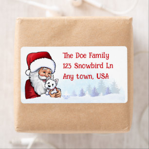 Kerstman met Westies Kerstmis Etiket