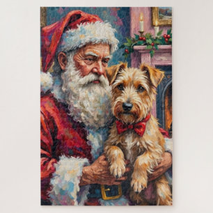 Kerstman met Wheaten Terrier Kerst Kunst Legpuzzel