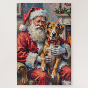 Kerstman met wolfshond Kerstkunst Legpuzzel
