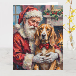 Kerstman met Zijdewindhond Kerst Kunst Kaart