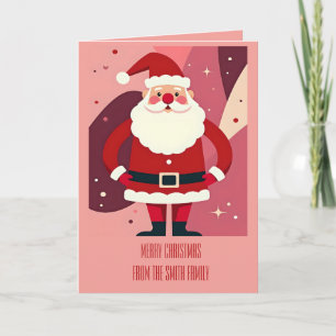Kerstman met zijn handen op zijn heupen die vrolij kaart