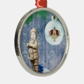 Kerstman met z'n engel metalen ornament (Rechts)