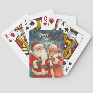 Kerstman mevrouw Claus Gelukkig Nieuwjaar speelkaa Pokerkaarten