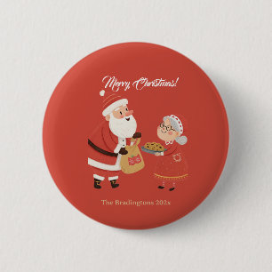 Kerstman mevrouw Claus Prettig Kerstfeest Ronde Button 5,7 Cm