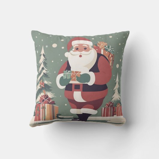 Kerstman midden eeuw moderne kerst kussen (Achterkant)