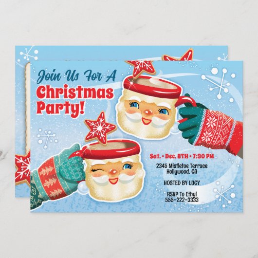 Kerstman Mok kerstfeest uitnodiging (Voorkant / Achterkant)