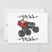 Kerstman Monstertruck Jongens Kinderen Peuter Jeug Feestdagenkaart (Achterkant)
