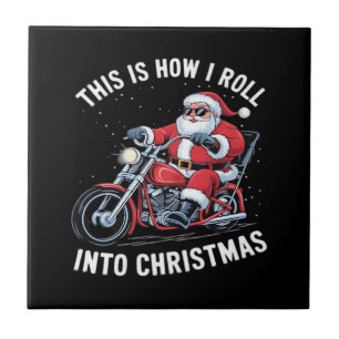 Kerstman Motorfiets Motor Christmas Essentiële Tegeltje