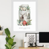 Kerstman: Mystical Deer & Bouquet Poster (Thuiskantoor)