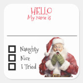Kerstman naam Tag Badge Ondeugend Nice (Voorkant)